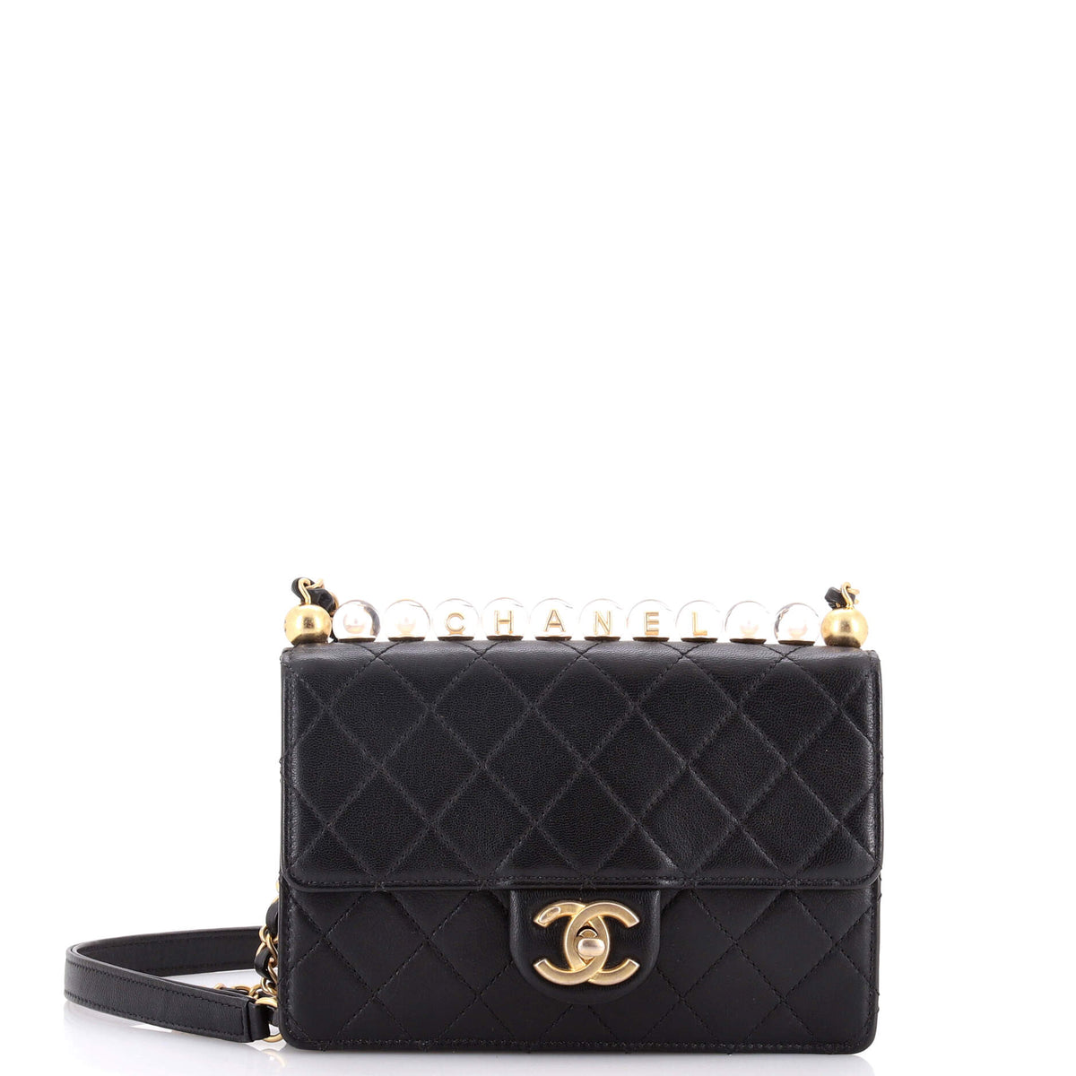 Chanel CHANEL Chic Pearls Flap Bag Quilted Goatskin with Acrylic Beads Small