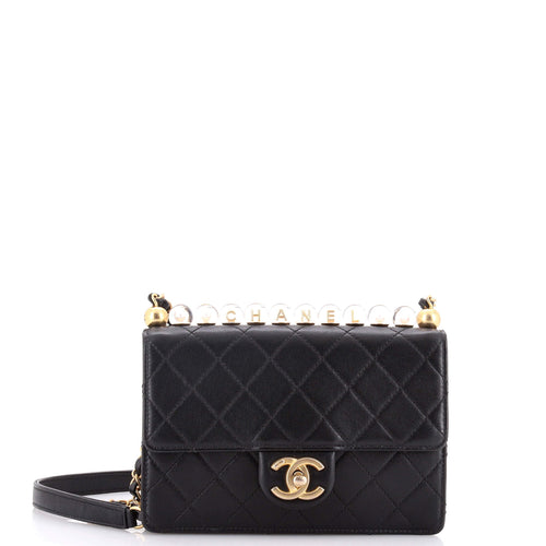 CHANEL Chic Pearls Flap Bag Quilted Goatskin with Acrylic Beads Small
