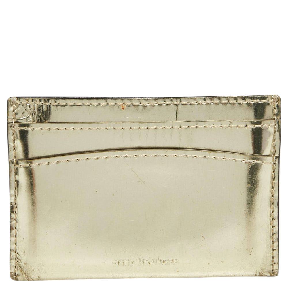 Reed Krakoff Metallic Gold Leather Card Holder