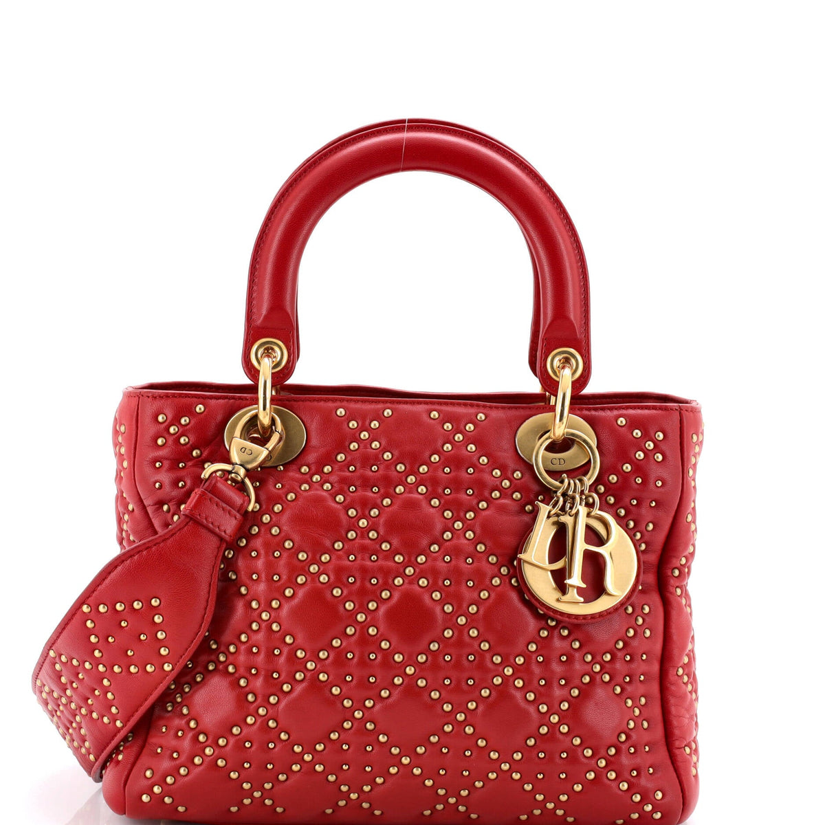 Christian Dior Supple Lady Dior Bag Cannage Studded Lambskin Medium