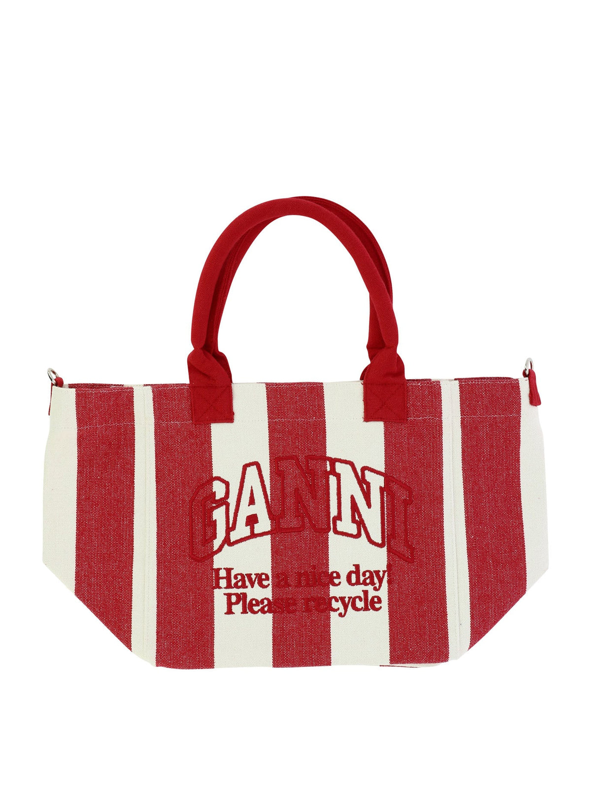 Ganni Women's Striped Tote Bag in Red | A5974396