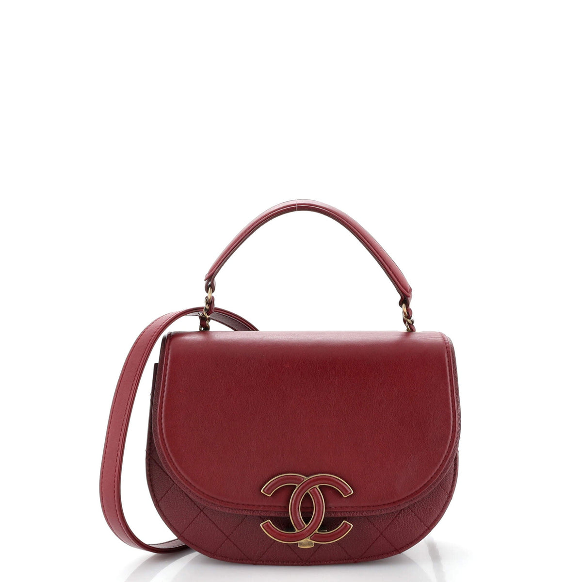 Chanel CHANEL Coco Curve Flap Messenger Calfskin and Quilted Goatskin Small