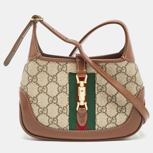 Beige/Tan GG Supreme Canvas and Leather Mini 1961 Jackie Shoulder Bag