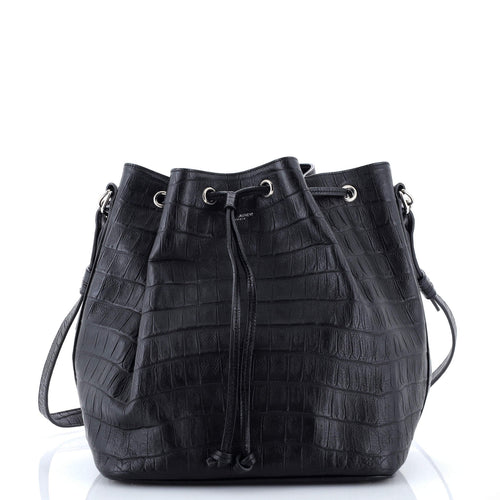 Emmanuelle Bucket Bag Crocodile Embossed Leather Medium