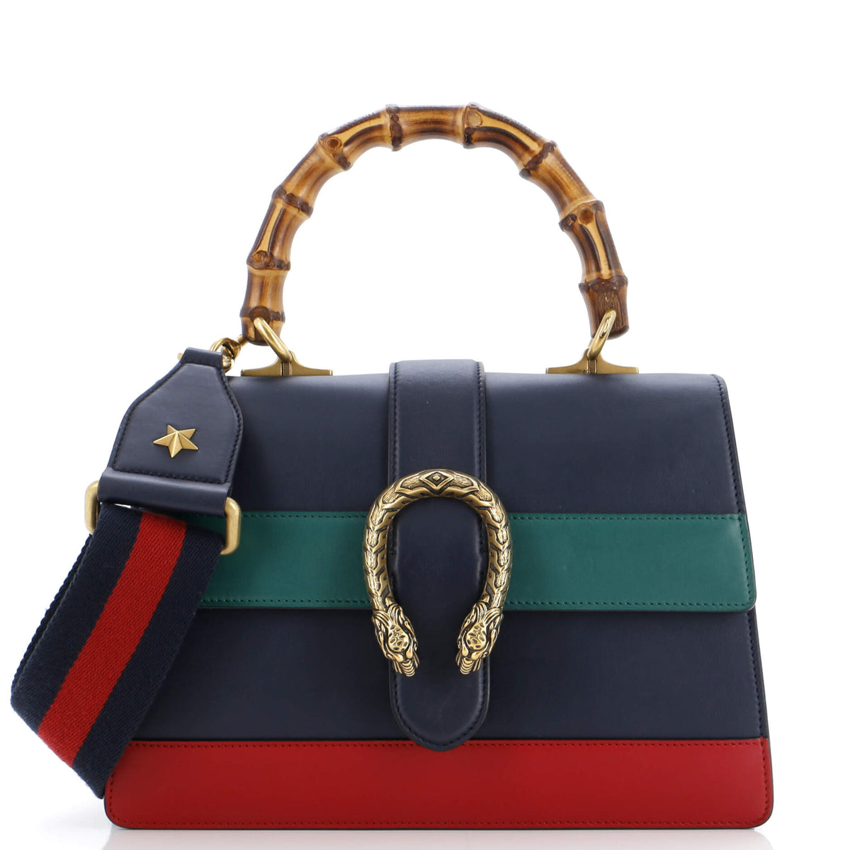 Gucci GUCCI Dionysus Bamboo Top Handle Bag Colorblock Leather Medium