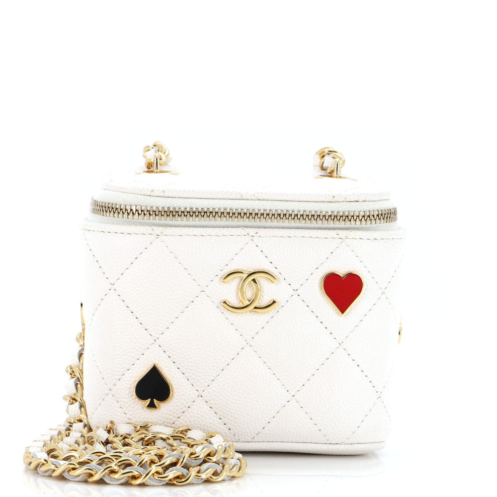 CHANEL Coco Casino Vanity Case with Chain Quilted Caviar Mini