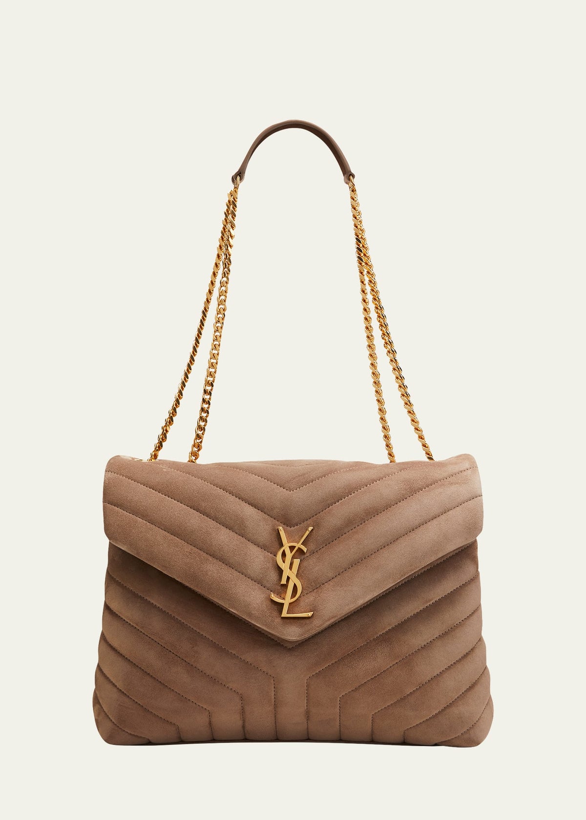 Saint Laurent Loulou Medium YSL Shoulder Bag in Quilted Suede