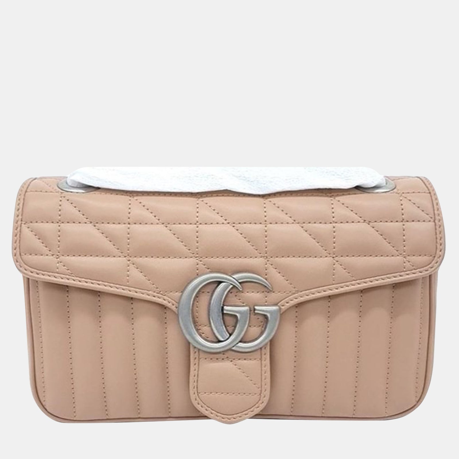 Gucci Beige Leather Small Marmont Matelasse Shoulder Bag