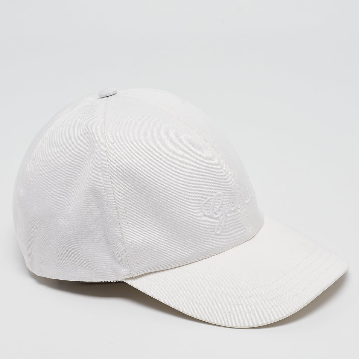 Gucci White Logo Embroidered Cotton Baseball Cap