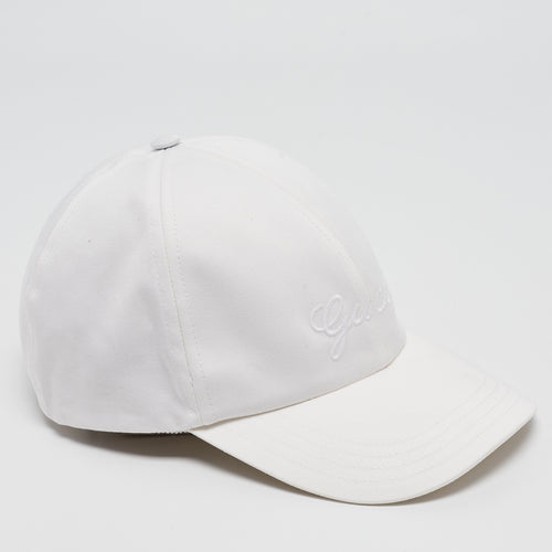 White Logo Embroidered Cotton Baseball Cap