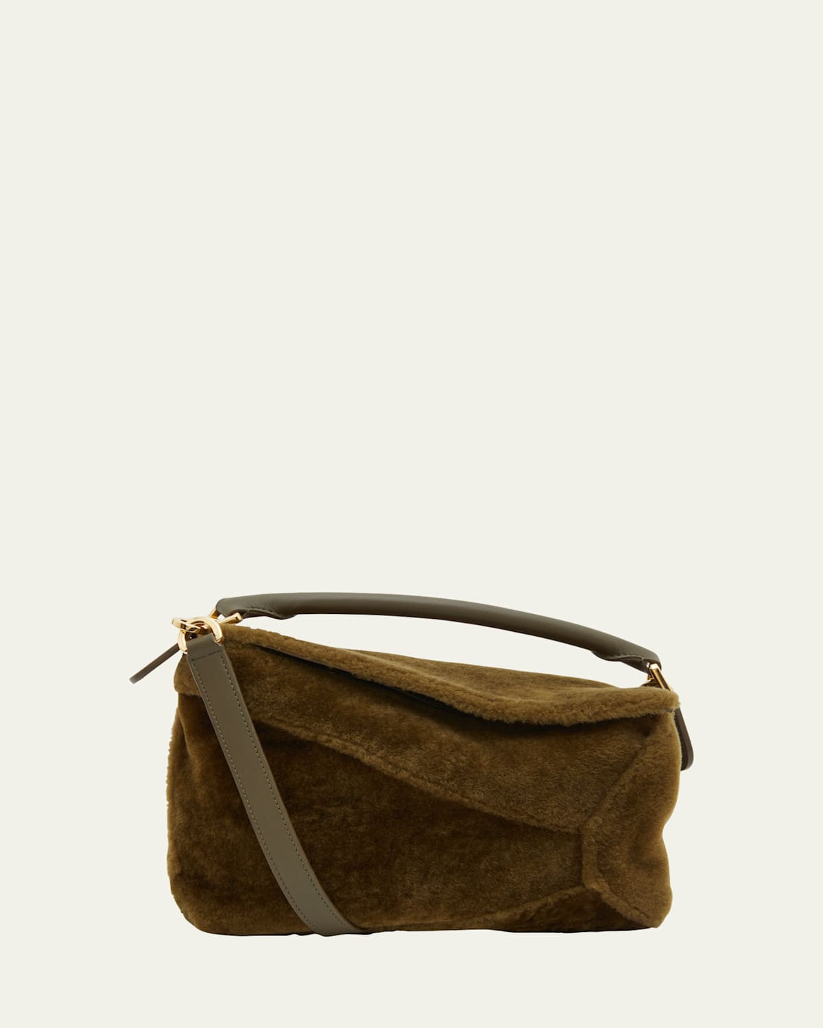 Loewe Puzzle Edge Small Top-Handle Bag in Shearling