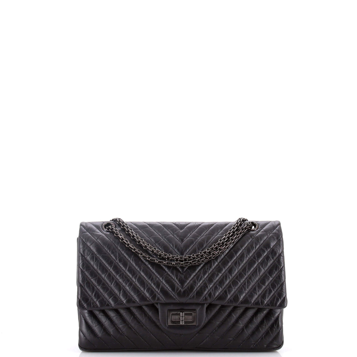 Chanel CHANEL So Black Reissue 2.55 Flap Bag Chevron Aged Calfskin 227