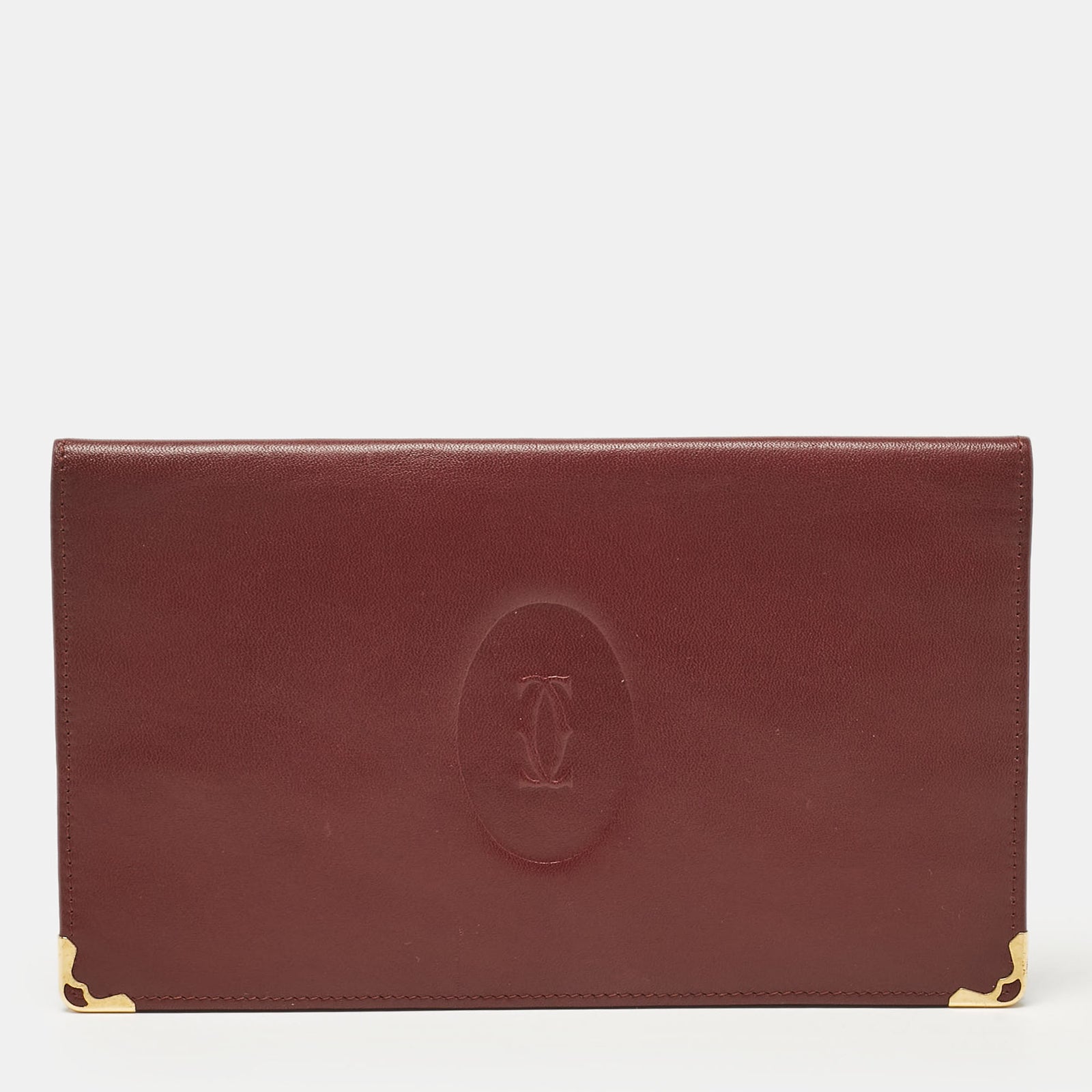 Cartier Burgundy Leather Must de Bifold Long Wallet