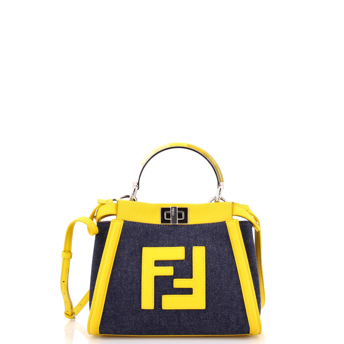 Fendi FENDI Peekaboo Bag Denim with FF Leather Applique Mini