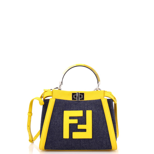 FENDI Peekaboo Bag Denim with FF Leather Applique Mini