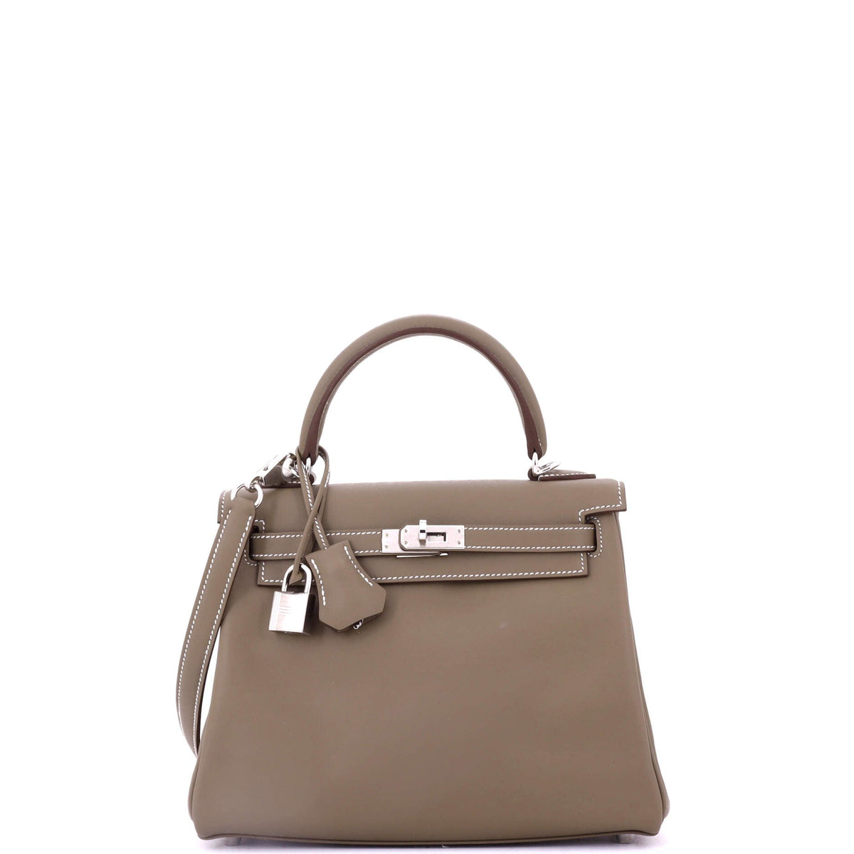 Herm?s Kelly Handbag Grey Swift with Palladium Hardware 25