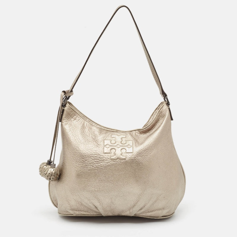 Tory Burch Metallic Leather Tassel Hobo