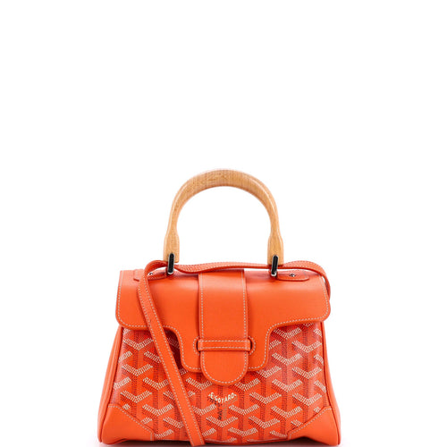 GOYARD Saigon Top Handle Bag Coated Canvas with Leather Mini