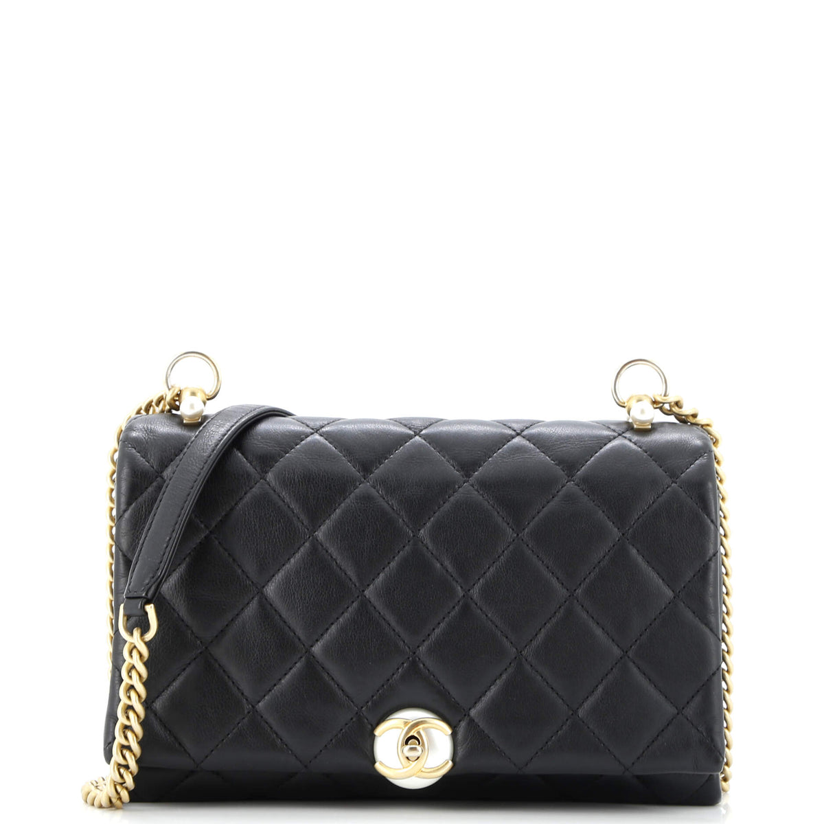 Chanel CHANEL Pearl CC Accordion Flap Bag Quilted Calfskin Medium