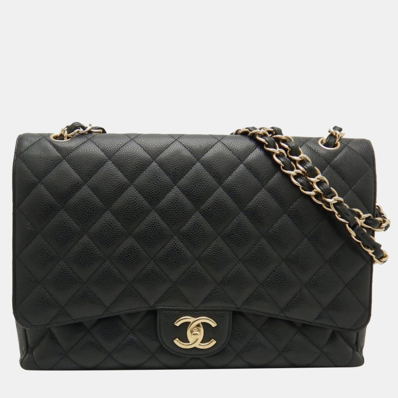 Chanel Caviar Leather Large Classic Double Flap Shoulder Bags