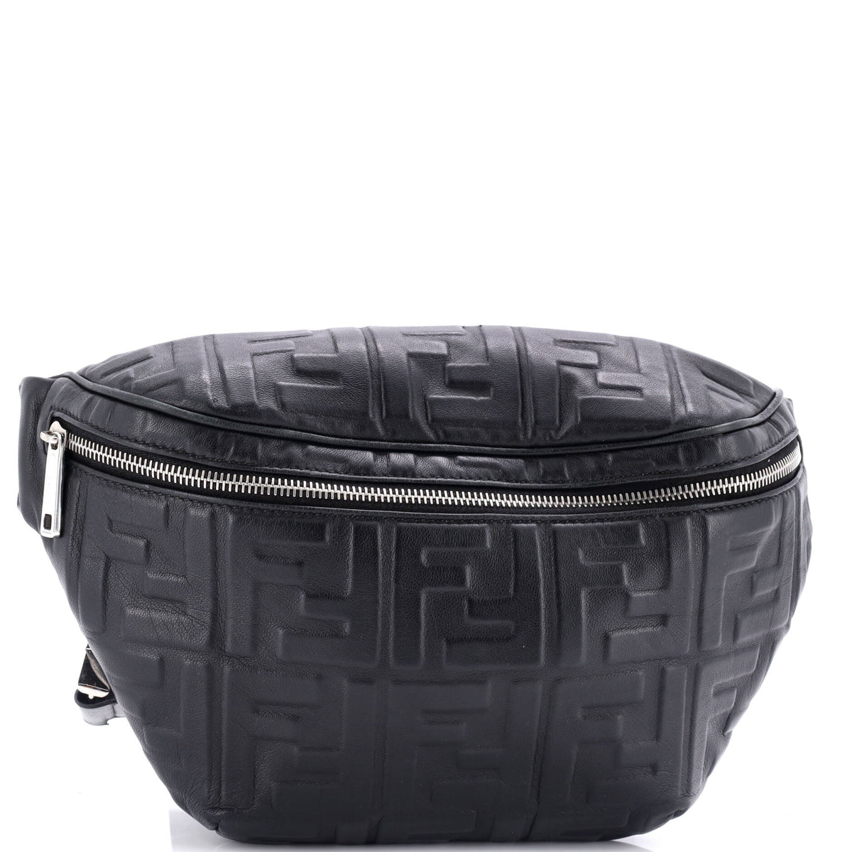 Fendi FENDI Zip Waist Bag Zucca Embossed Leather