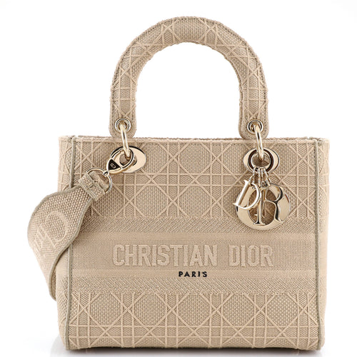 Lady D-Lite Bag Cannage Embroidered Canvas Medium