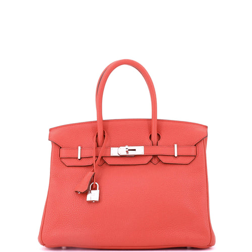 Birkin Handbag Bougainvillier Clemence with Palladium Hardware 30