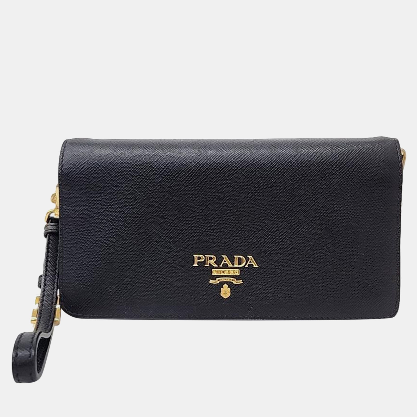 Prada Black leather Saffiano Metal Crossbody Bag