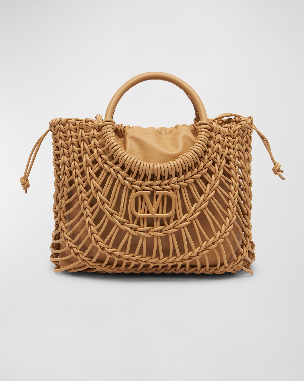 Valentino Allover Knot Braided Drawstring Tote Bag