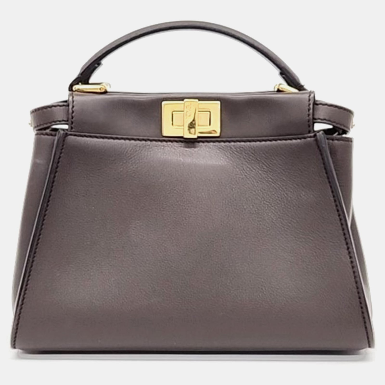 Fendi Brown Leather Peekaboo Mini Handbag