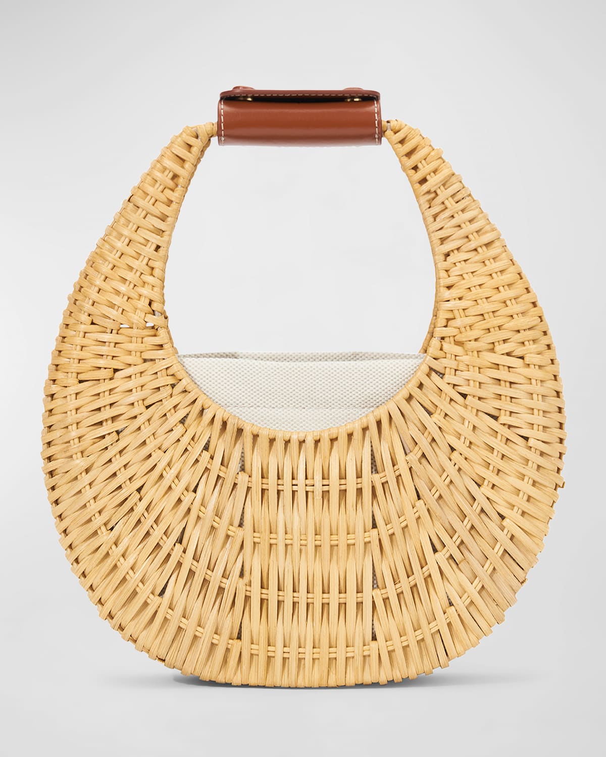 Staud Moon Mini Wicker Top-Handle Bag