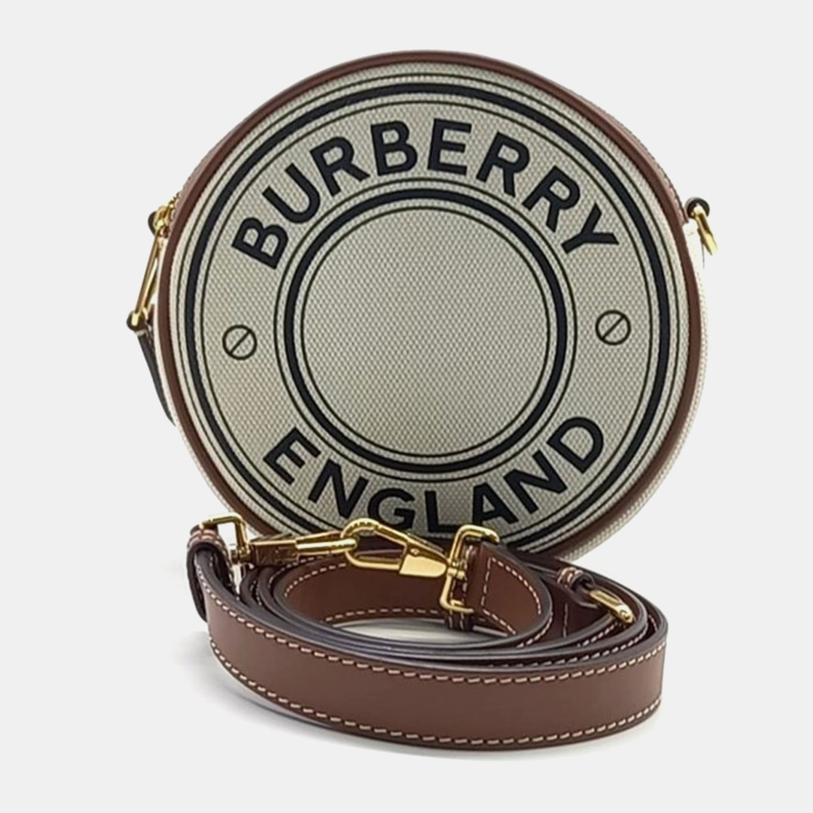 Burberry Beige & Brown Louise Round Crossbody Bag