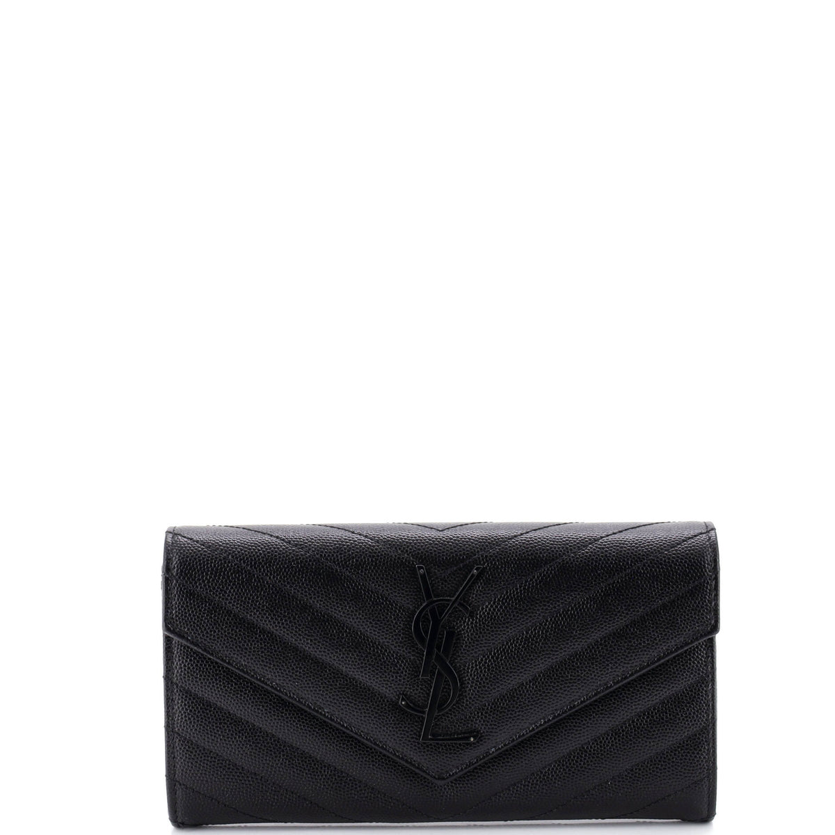 Saint Laurent Classic Monogram Flap Wallet Matelasse Chevron Leather Large