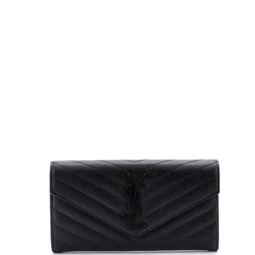Classic Monogram Flap Wallet Matelasse Chevron Leather Large