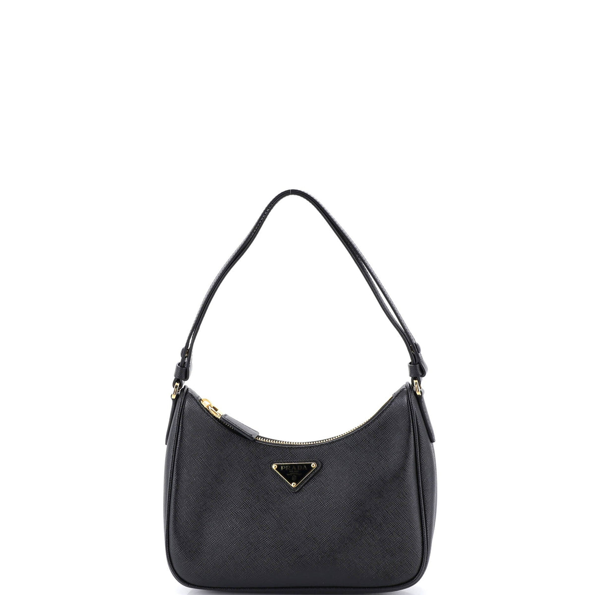 Prada PRADA Adjustable Handle Zip Hobo Saffiano Leather Mini