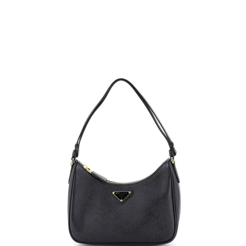 PRADA Adjustable Handle Zip Hobo Saffiano Leather Mini
