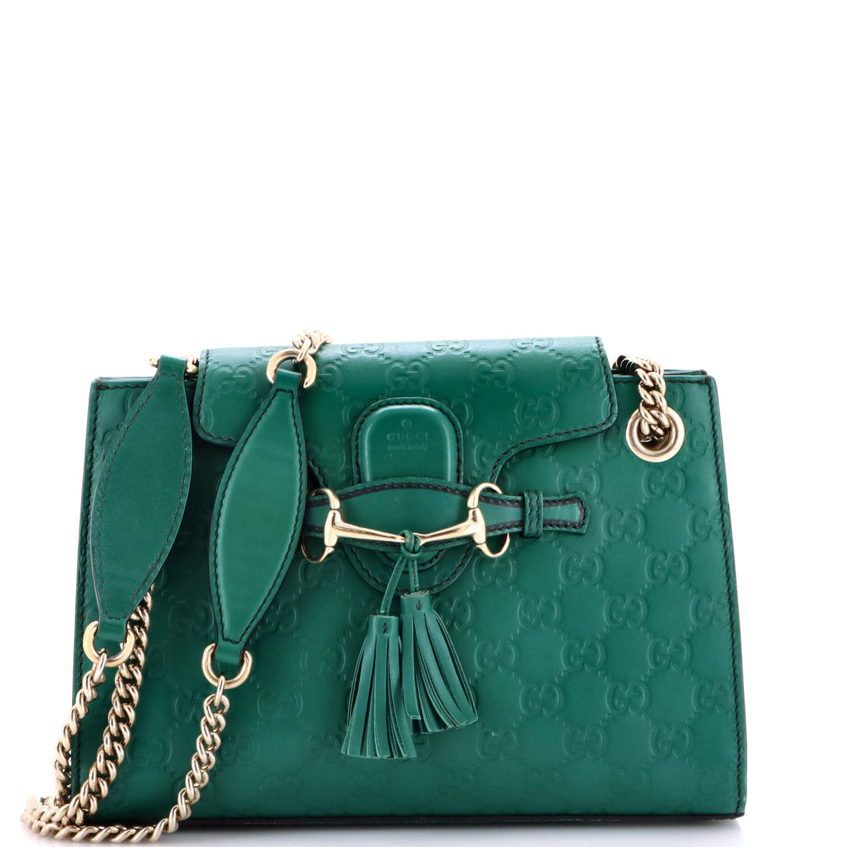 Gucci GUCCI Emily Chain Flap Shoulder Bag Guccissima Leather Small