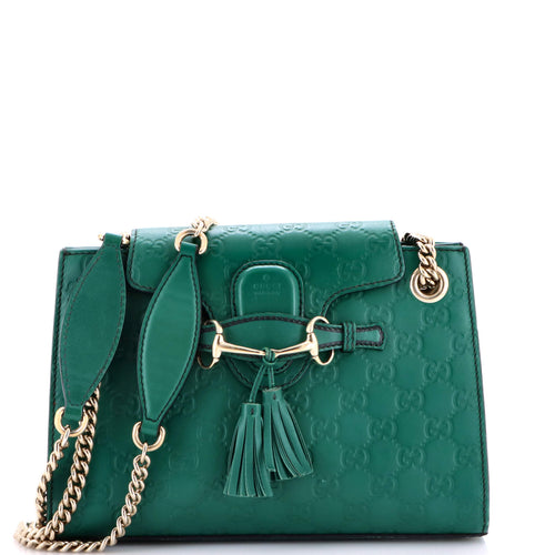 GUCCI Emily Chain Flap Shoulder Bag Guccissima Leather Small
