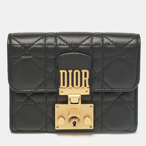 Black Cannage Leather Addict Compact Wallet