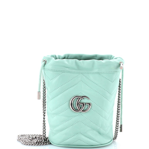 GUCCI GG Marmont Bucket Bag Matelasse Leather Mini