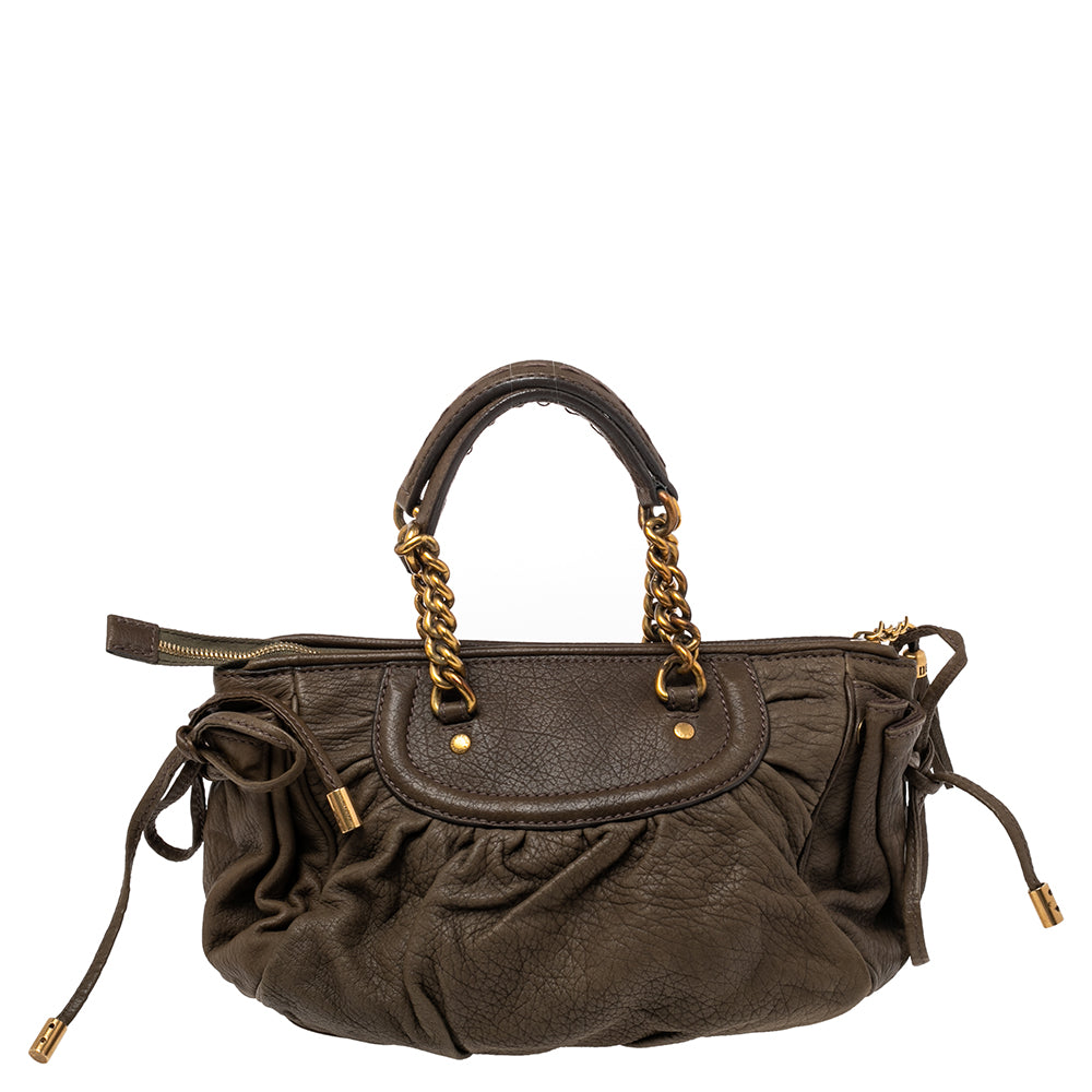 Dolce & Gabbana Olive Green Leather Tassel Satchel