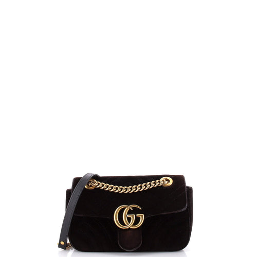 GUCCI GG Marmont Flap Bag Matelasse Velvet Mini