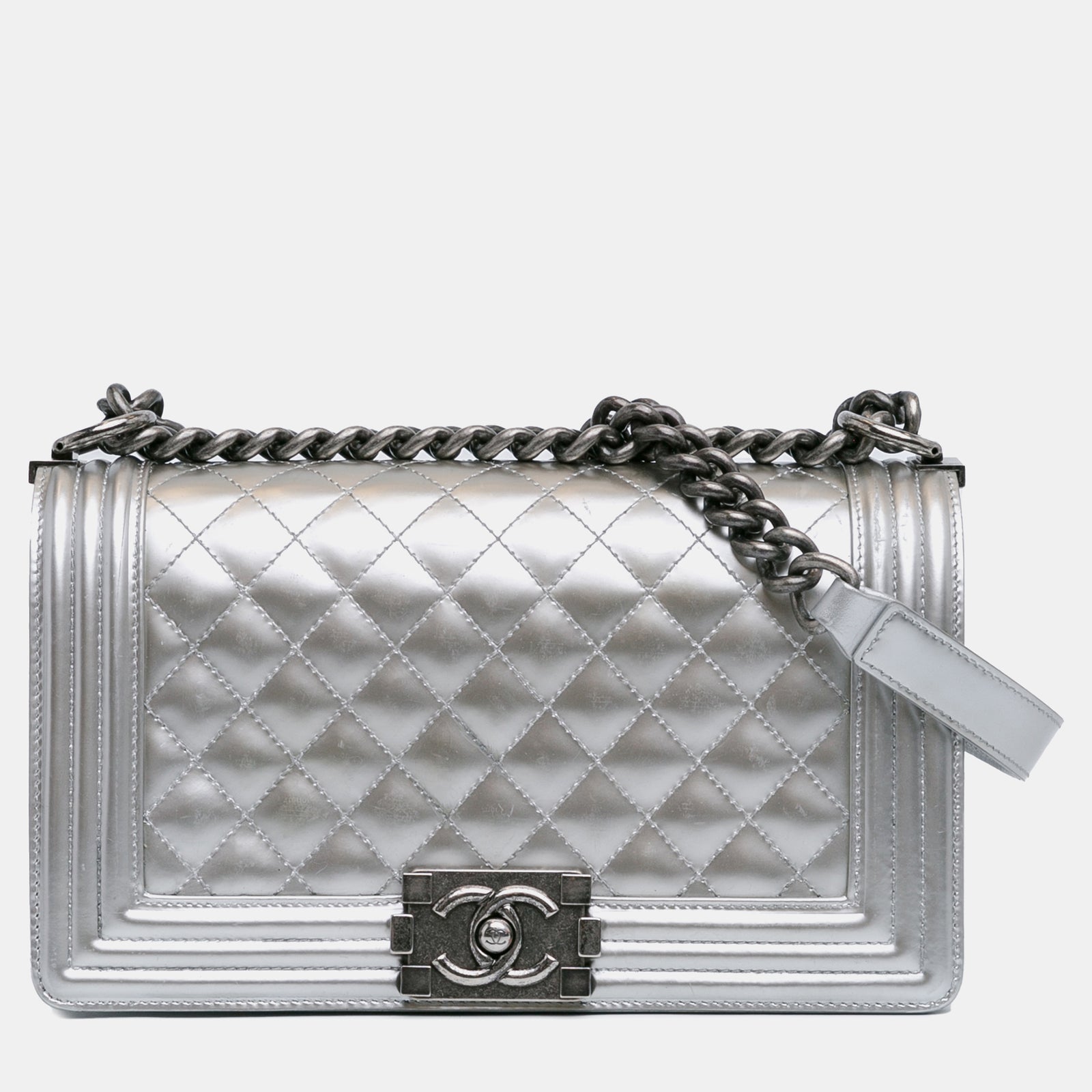 Chanel Mittelgroße Boy Bag aus Metallic-Lack