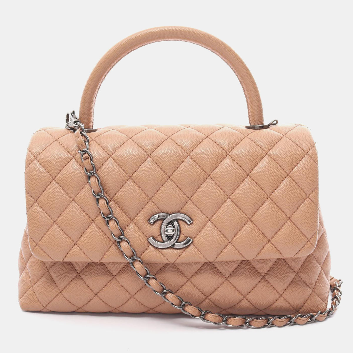 Chanel Brown Leather Caviar Small Coco Handle Top Handle Bag
