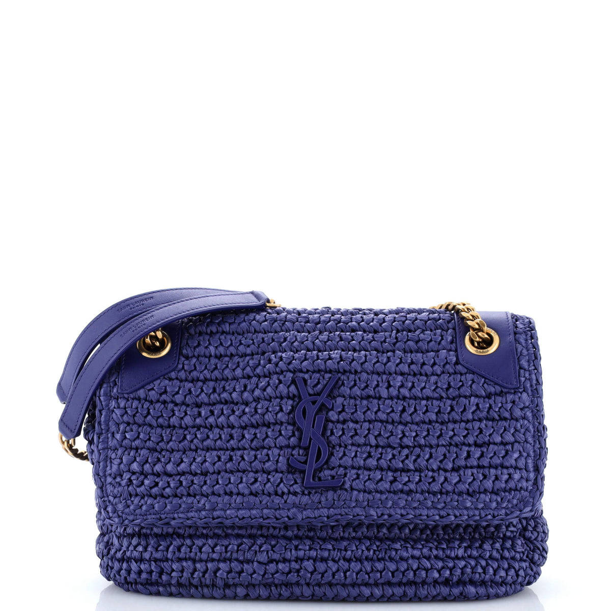 Saint Laurent Niki Chain Flap Bag Raffia Medium