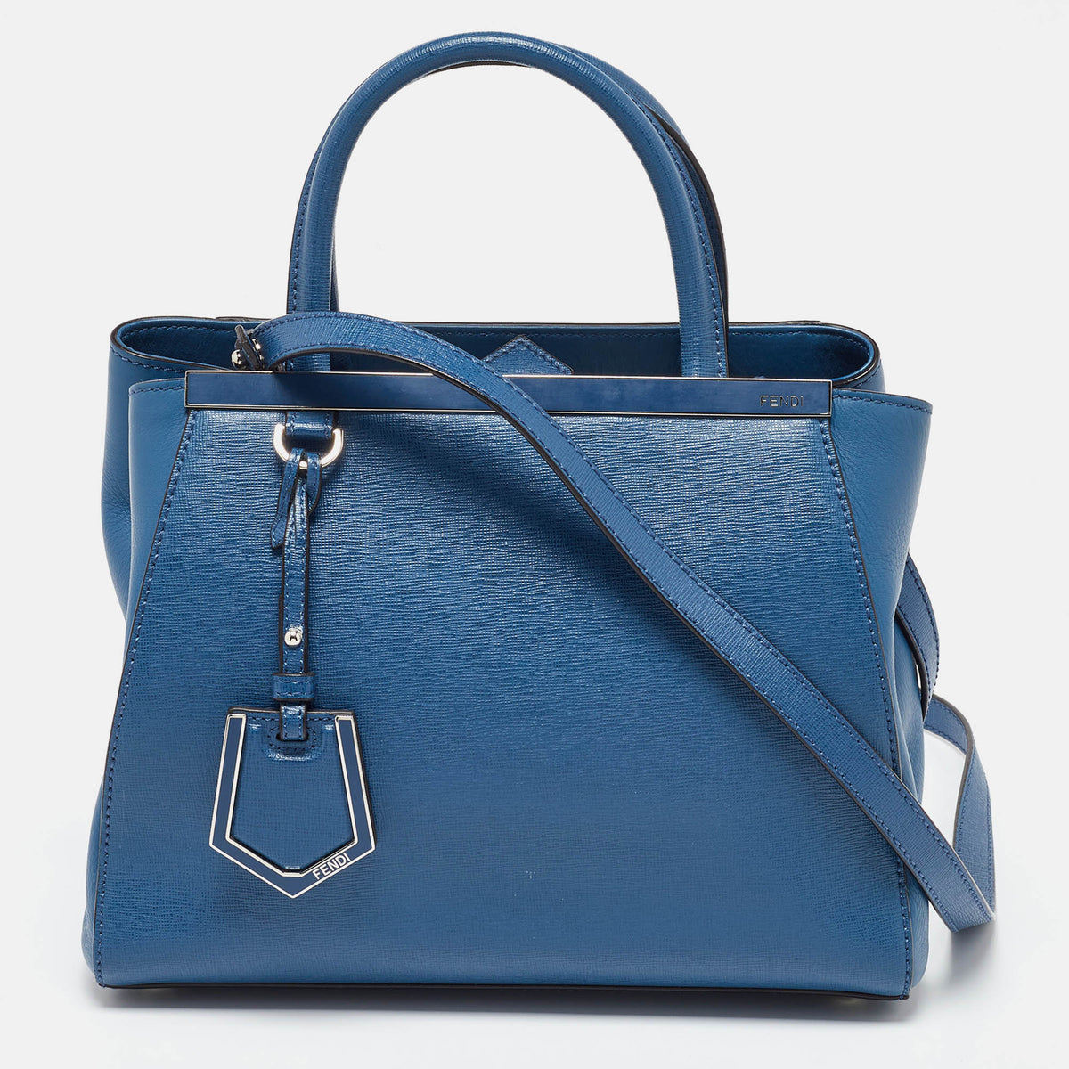 Fendi Blue Leather Petite Sac 2jours Tote