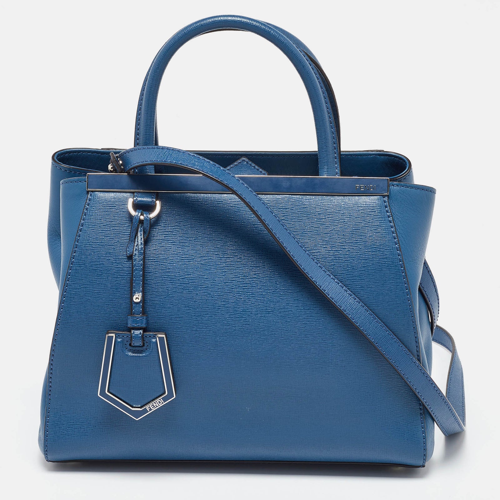 Fendi Blue Leather Petite Sac 2jours Tote