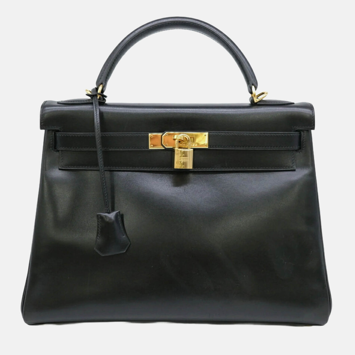 Hermès black box calf leather Kelly 32 handbag