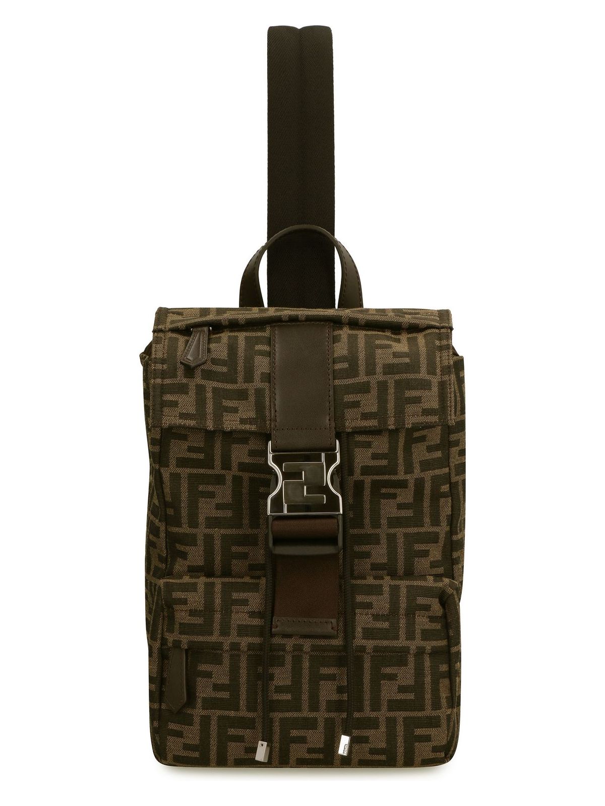 Fendi Men's Zaino Fendiness Jacquard Ff 19 in Tab.mr Ebano P | 7VZ067AG0MF19KW