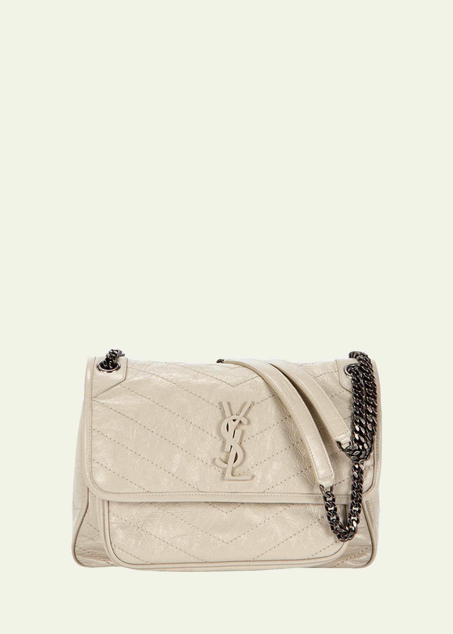 Saint Laurent Niki Medium Flap YSL Shoulder Bag in Crinkled Leather